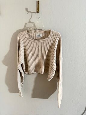 LA VOUTE Cropped Ribbed Sweater Set in Light Beige